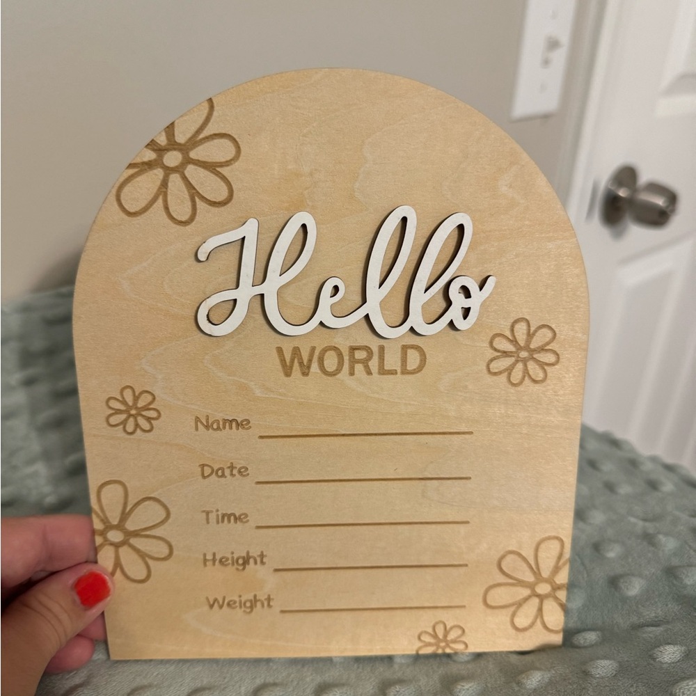 Wooden Baby Announcement Sign